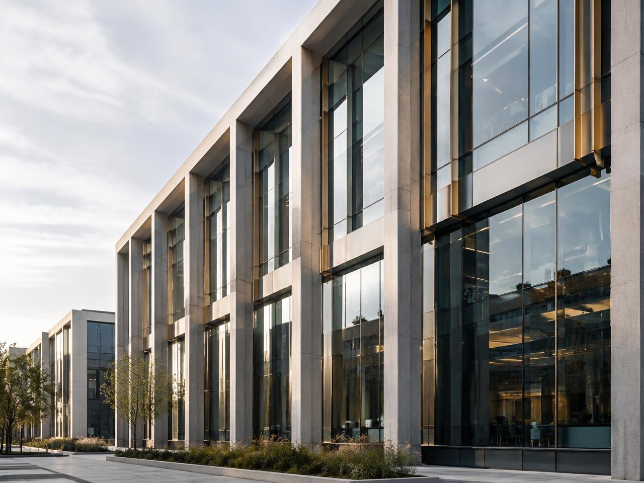 Contemporary glass and stone building